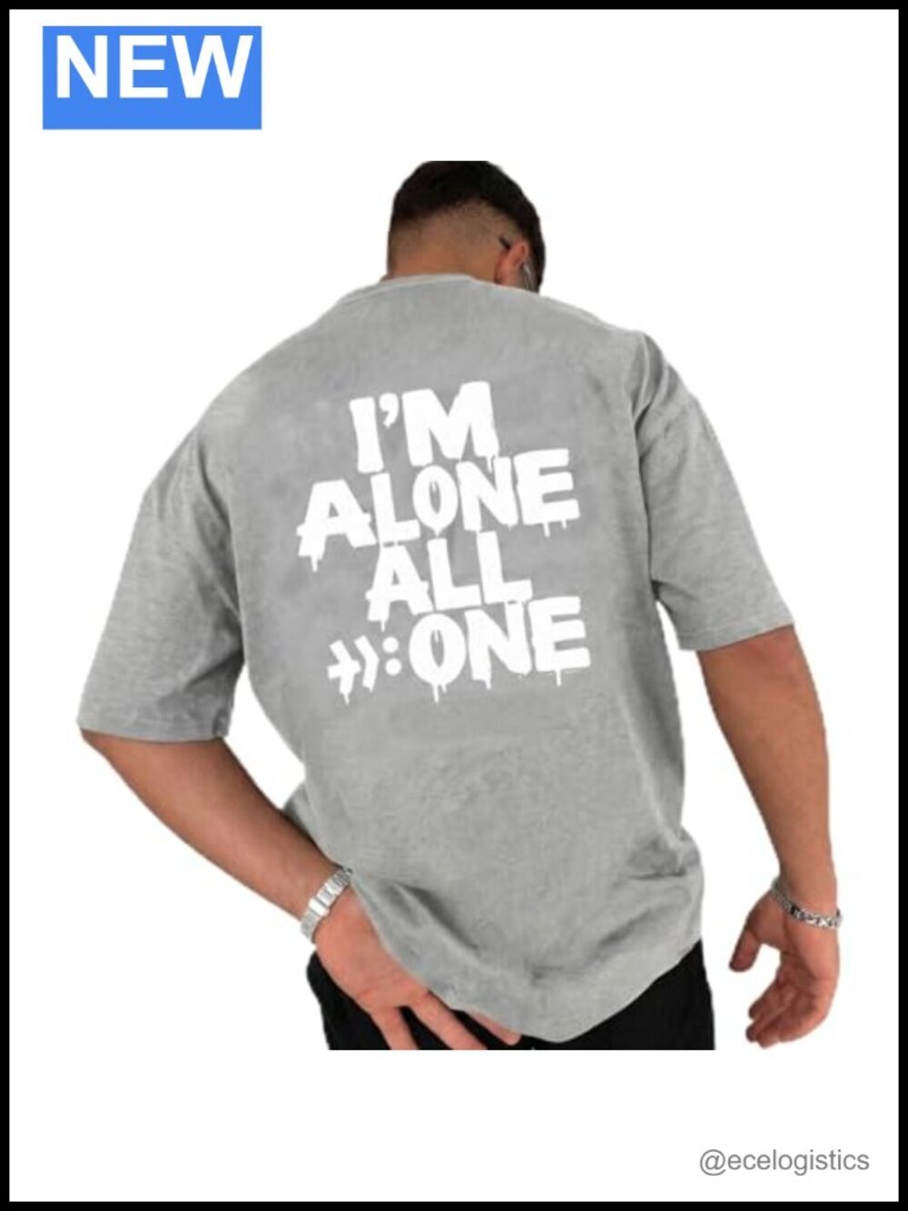 Oversized Letter Graphic Print T-Shirt Drop Shoulder Designer Tee